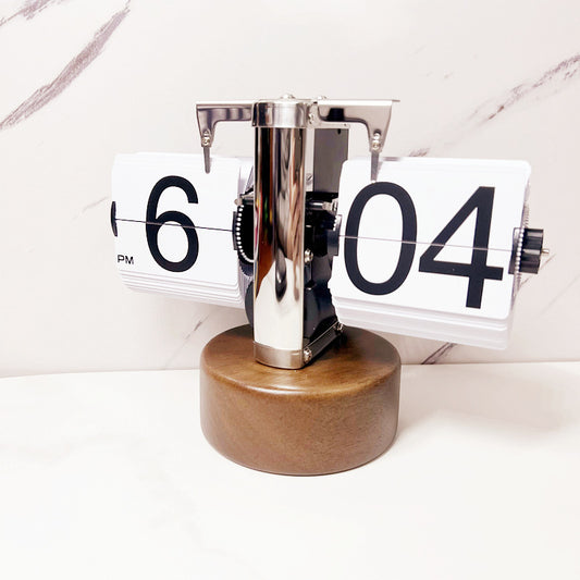 Retro Mechanical Solid Wood Automatic Flip Clock