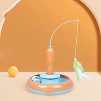 Pet Cat Toy 2 in 1 With Feather For Self-play Cat Turntable Pets Supplies Cat Toy Toys Cats Items Products