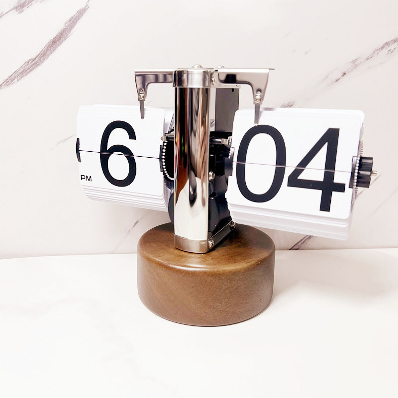 Retro Mechanical Solid Wood Automatic Flip Clock