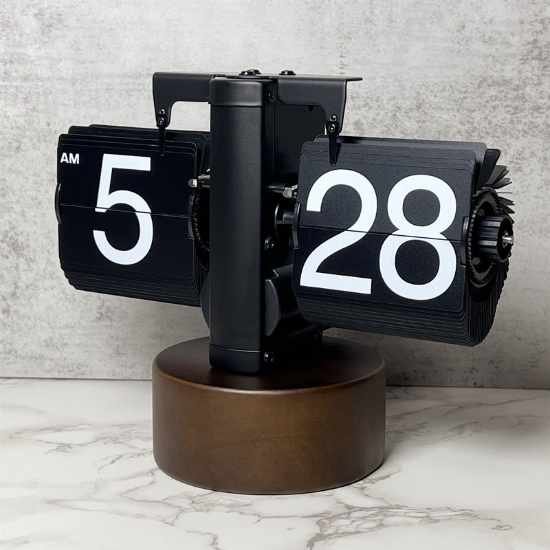 Retro Mechanical Solid Wood Automatic Flip Clock