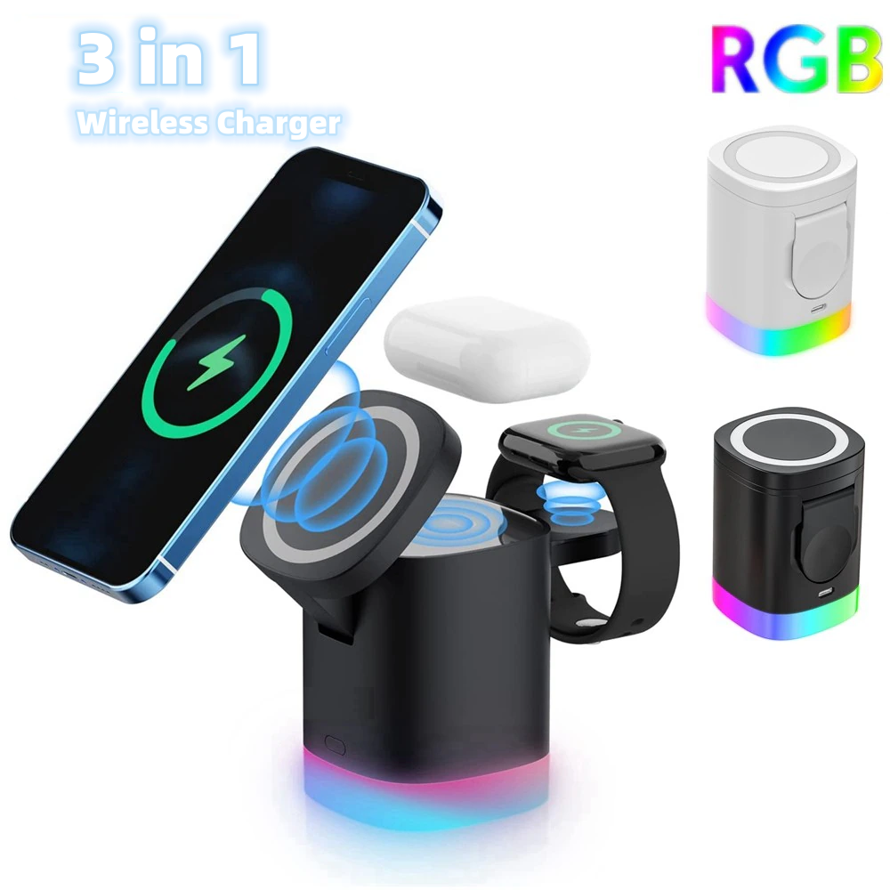 3-in-1 Wireless Charging Hub | RGB Ambient Light